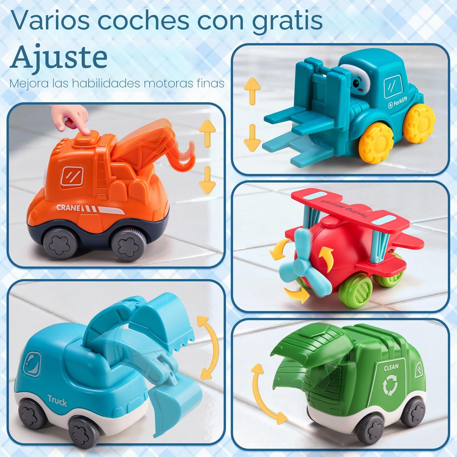 lerrbo 6 PCS Camión de Dibujos Animados Juguetes de Coches con Playmat/Bolsa de Almacenamiento|Juguetes de bebé para 1 2 3 años de Edad Boy|1 2 años de Edad Boy Birthday Gift for First Birthday Gifts