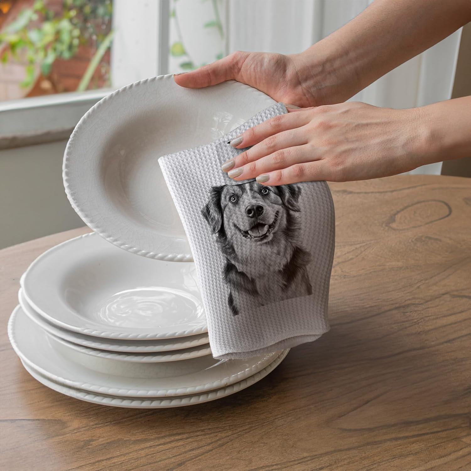 TNUW Funny Australian Shepherd Hand Towels 16x24 Inch, Australian Shepherd Gifts for Women, Aussie Dog Gifts for Women Decorative Hand Towels for Bathroom Washroom Decor, Funny Dog Bathroom Decor - Image 4