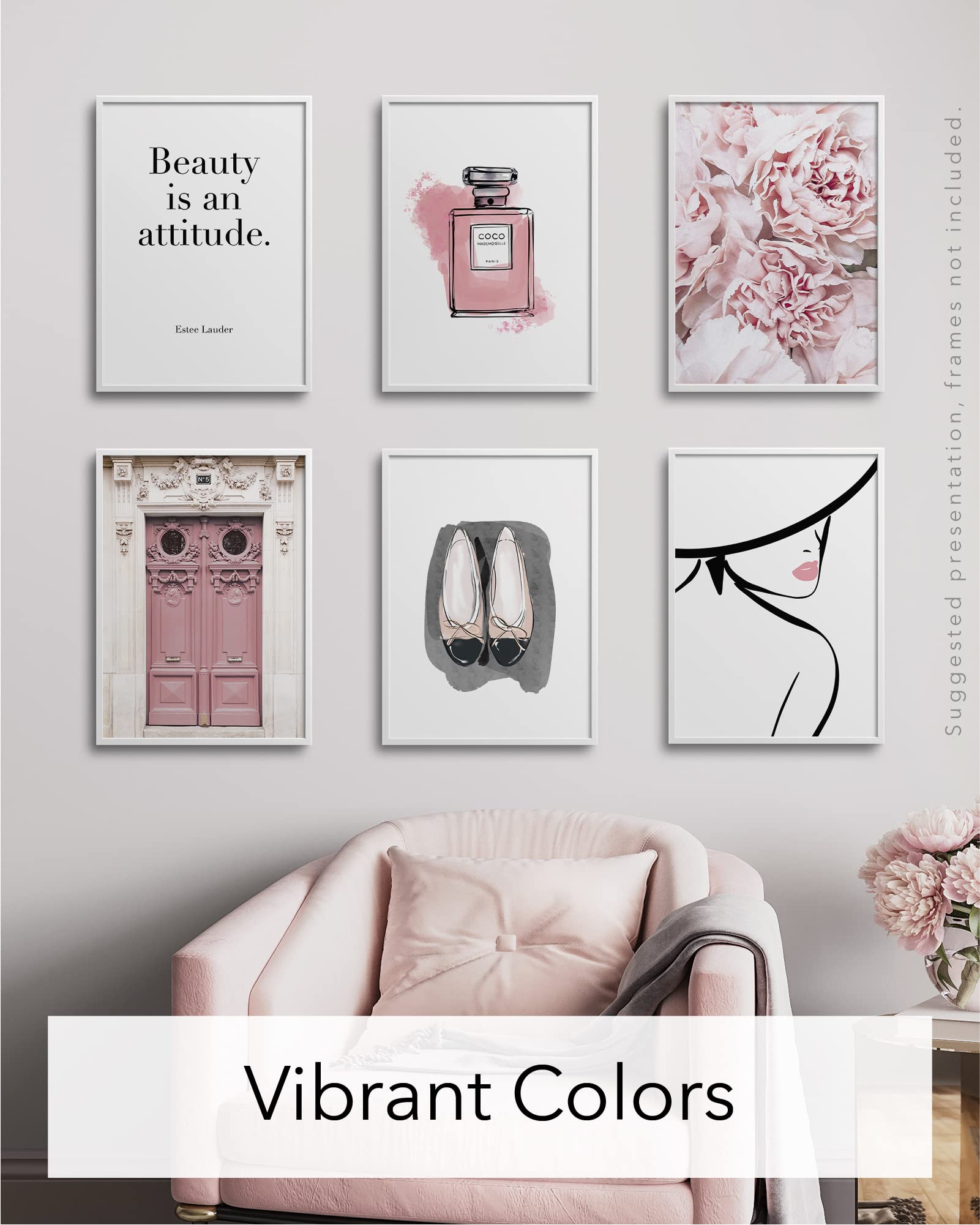 YBARTZQ Set Di 3 Stampe Su Tela Rosa Con Conchiglie - 40x61 Cm, Quadri Decorativi Da Parete Per Camera, Soggiorno, Bagno, Stile Spiaggia - 5