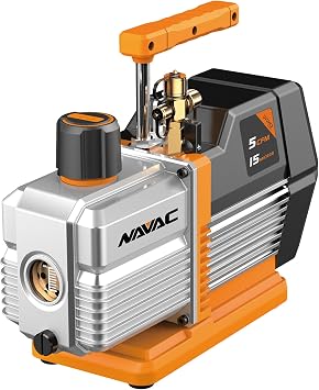 NAVAC NP5DP HVAC Vacuum Pump - Dual-Stage AC Motor - A/C Vacuum Pump Kit - for Evacuation of HVAC Equipment - 15 Microns - Pro Series - 5 CFM Flow Rate