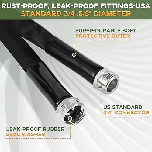 Miniatura 7 de Manguera de jardín, flexible y ligera, resistente a estallidos y aplastamientos, ideal para uso al aire libre en todas las estaciones, sin