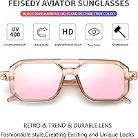Vista 51 de Feisedy - B2622 - Lentes de sol estilo aviador, cuadrados, clásicos de los años 70, unisex, con montura clásica retro y elegante, UV400 Marco
