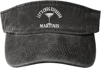 Martinis Glass Lets Chug Espresso Martinis Hat Sun Visor Hats for Women Men Adjustable Cotton Empty Top Baseball Cap