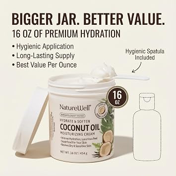 Nature Well Extra Virgin Coconut Oil Moisturizing Cream 16 oz by Naturewell