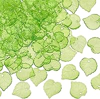 PHPandaHall 100pcs Green Frosted Leaf Beads Charms 15x15x2mm Transparent Pendants for DIY Earrings Bracelets Jewelry Crafts