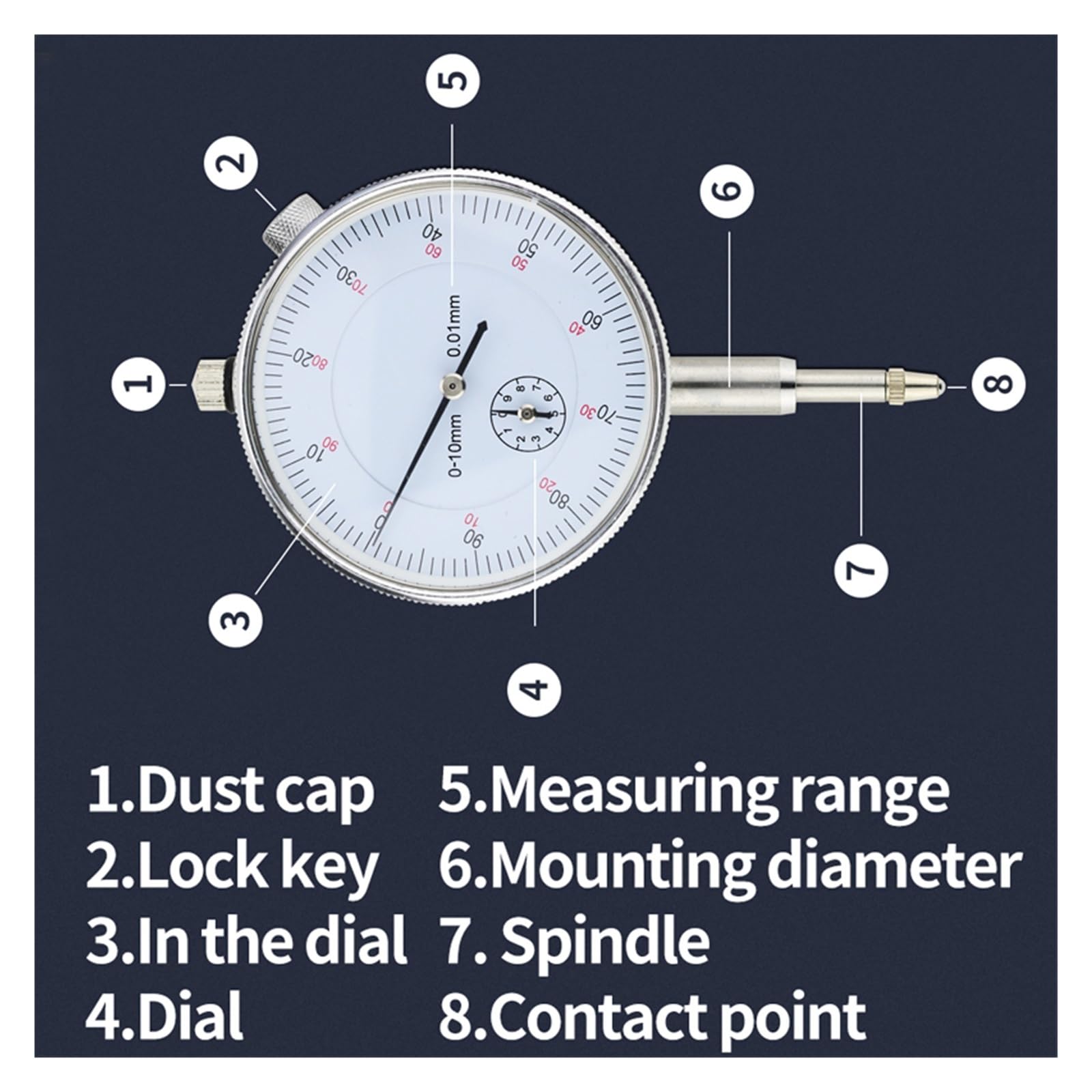 Indicateur à cadran, 0-10mm/30mm cadran indicateur cadran alésage jauge indicateur micromètre outils de mesure heure Type indicateur mètre(Digital Dial 12.7mm)
