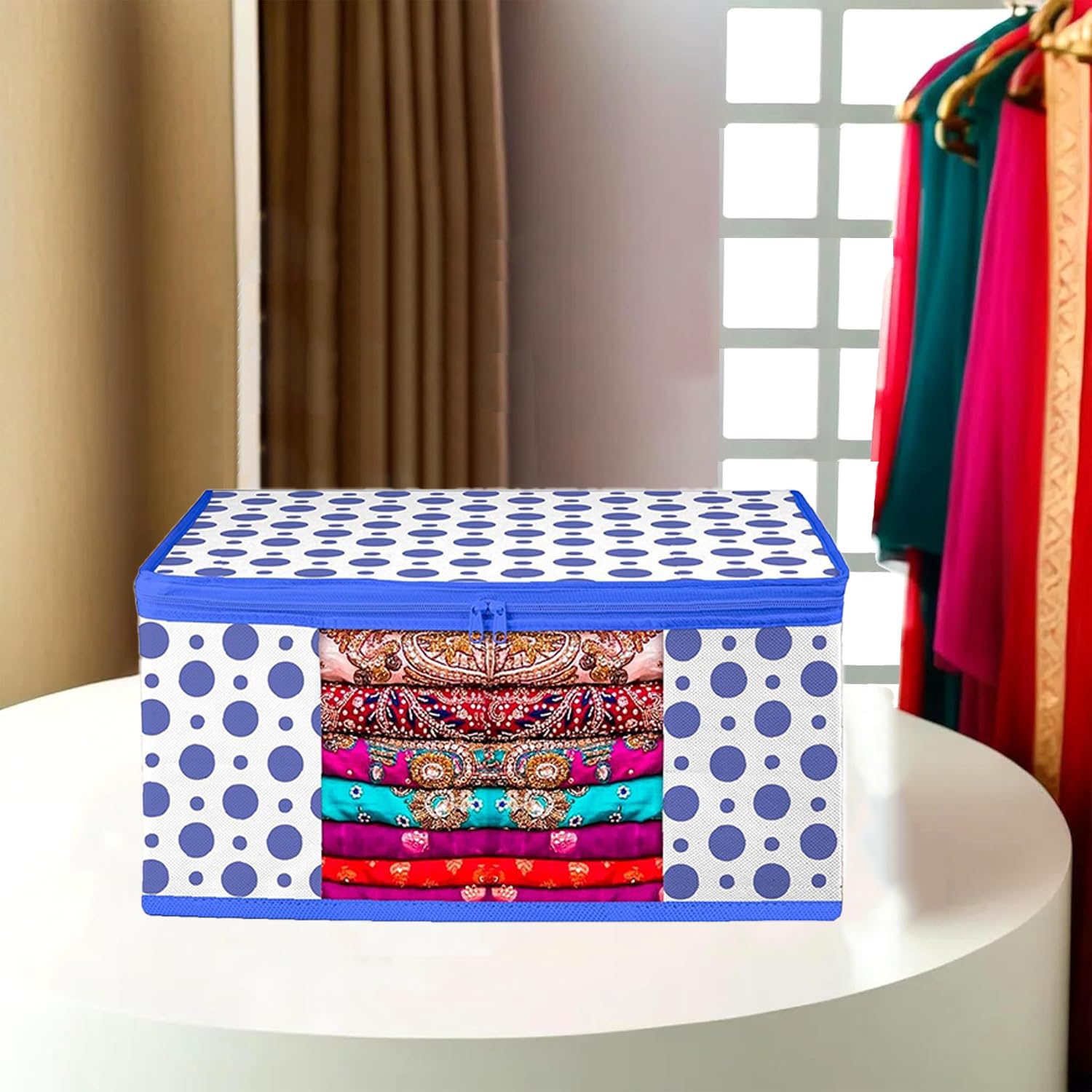 Garment Cover Non-Woven 90 GSM with Transparent Window & Double Metal Zipper – Pack of 1 | Dustproof Clothes Storage Bag for Sarees, Suits, Jackets, Shirts SBXLRL152493517524148526173-image-44