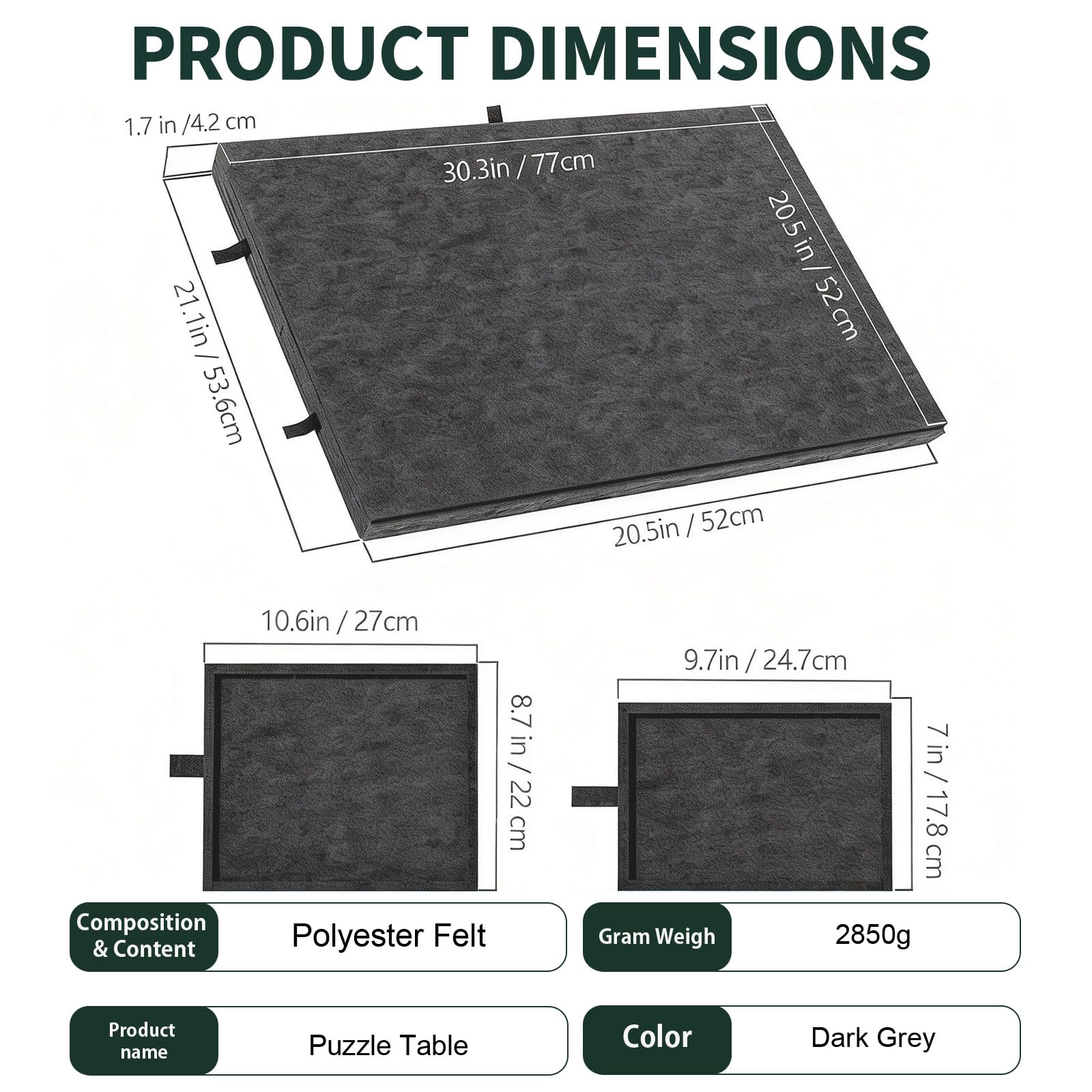 Tablero de Rompecabezas inclinable,77x54cm Mesa para Rompecabezas Adulto | con Tapa y 6 Cajones,Organizador de Rompecabezas 1000 Piezas con Superficie de Fieltro Antideslizante,Gris oscuro