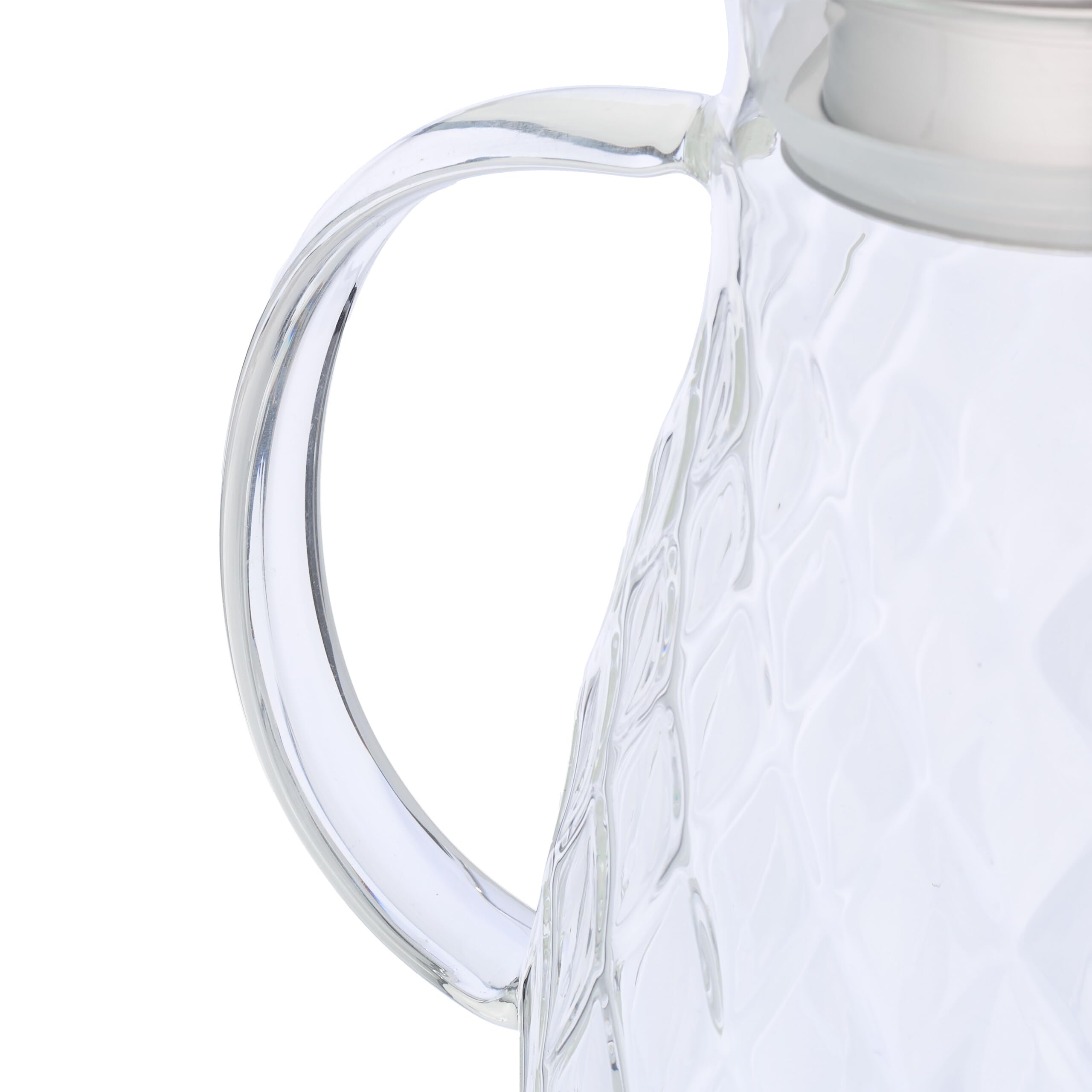 Relaxdays Jarra de Cristal, 2 litros, Garrafa Zumo con Tapa, para Servir Té Helado, Vidrio, Acero, Transparente/Plateado