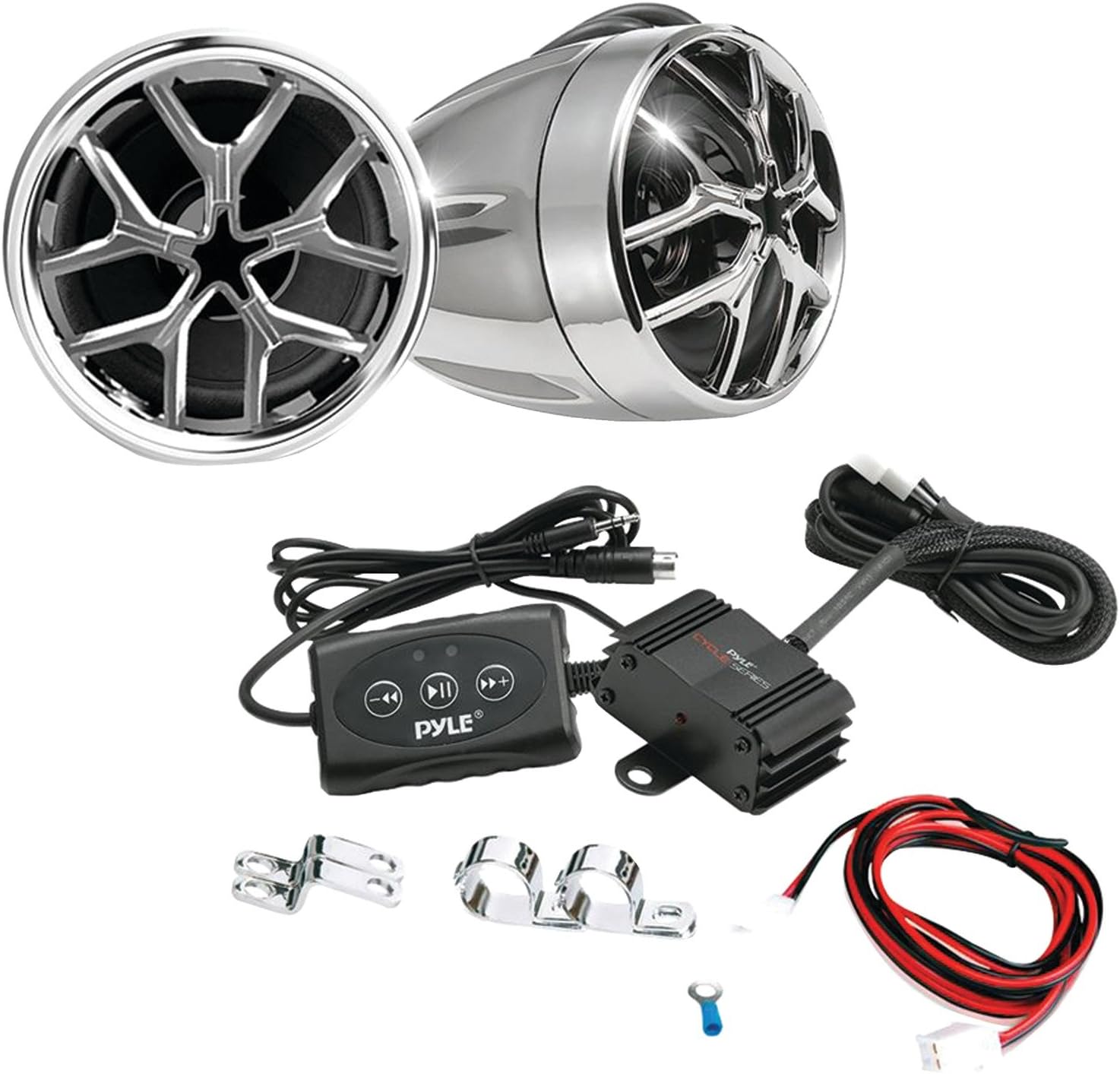 Pyle PLMCA51BT Bluetooth Weatherproof Speaker & Amplifier System, Water Resistant, Mobile Mountable Audio Streaming-Set of 2