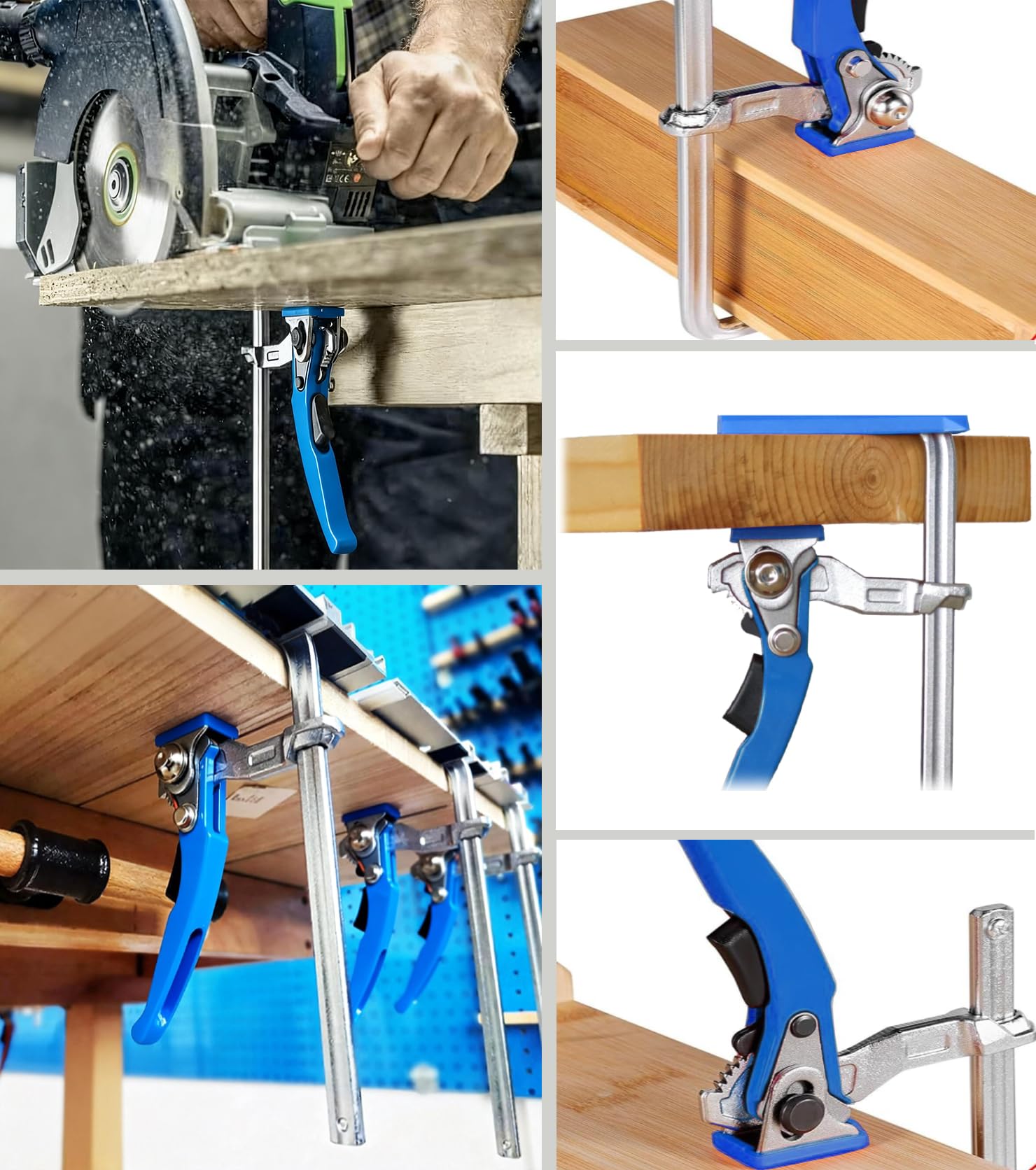 2 Stück Hebelzwinge Führungsschiene, Ganzstahl Tischzwinge mit Hebelgriff Schnellspanner 160mm Kapazität und 60mm Kehlentiefe, Einhandzwingen für Führungsschiene Schneiden präzises Fixieren