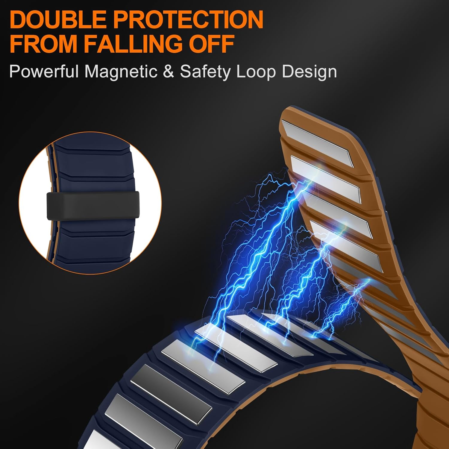 Tasikar Double Sided Wearable Magnetic Band Compatible with Apple Watch 49mm 46mm 45mm 44mm 42mm 41mm 40mm 38mm, Soft Silicone Sport Strap Loop for iWatch Ultra 3 2 1 SE Series 11 10 9 8 7 6 5 4 3 2 1, Brown Indigo - Image 5