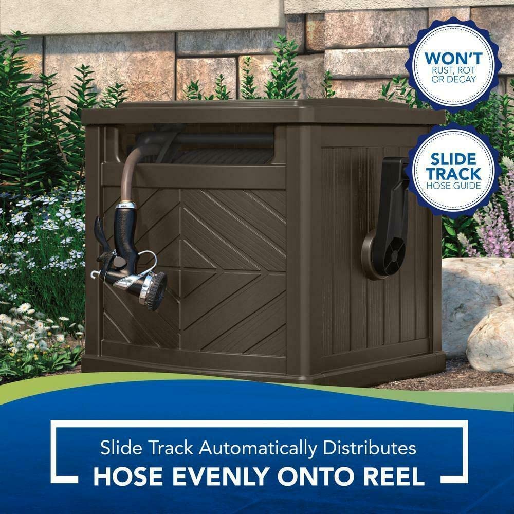 LeeTech Outdoor Hideaway Water Reel Container 150 Ft Portable Garden
