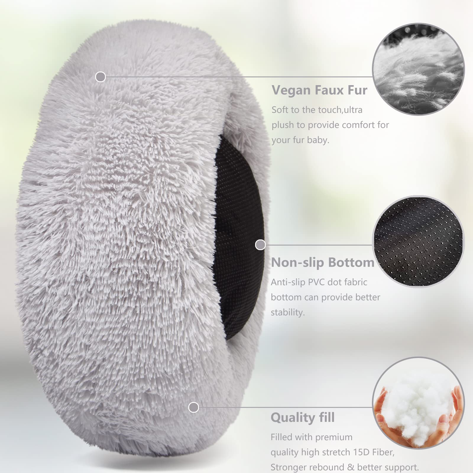 Donut-Hundebett Für Kleine Hunde – 48,3 Cm, Waschbar, Flauschig – Beruhigend & Angstlösend