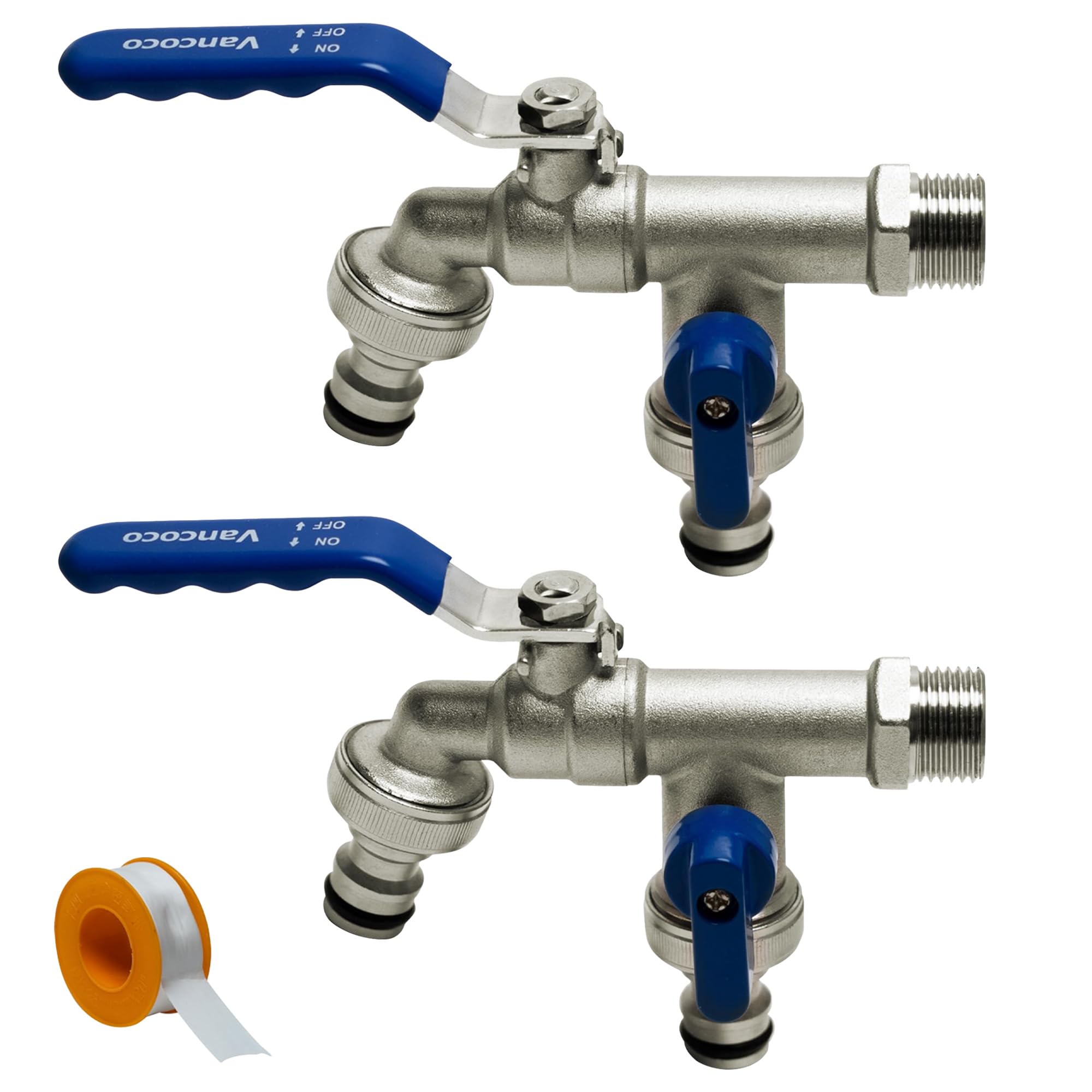 VANCOCO 1/2" Eck Vollweiß Thermostatventil + Rücklaufventil