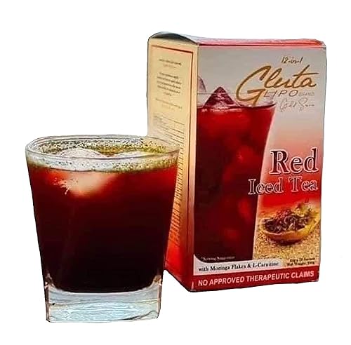 GlutaLipo Té helado rojo Gluta Lipo Gold Series 12 en 1, 10 sobres, 10 unidades (paquete de 1)