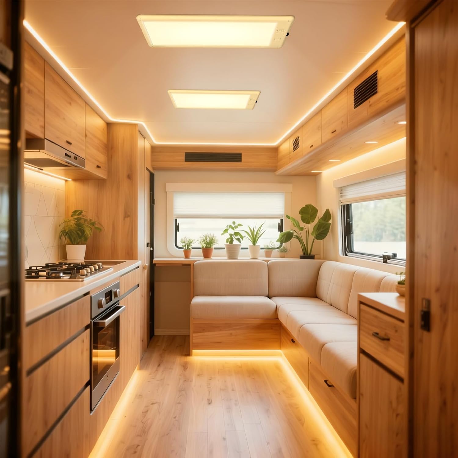 4 Pack RV Interior Lights and 1 Pack 16.4 RV Strip Lights