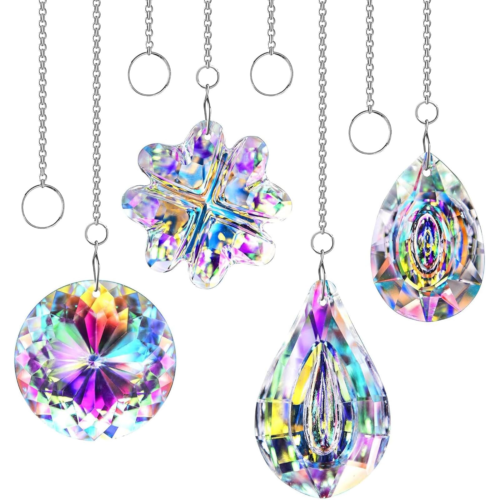 4pcs Sun Catcher, Whimsical Decor Crystal Light Catcher with Rainbow Projection, Window Hanging Suncatcher for Home Garden Office Decor Enhancement, Indoor Rainbow Display Creation-image-37