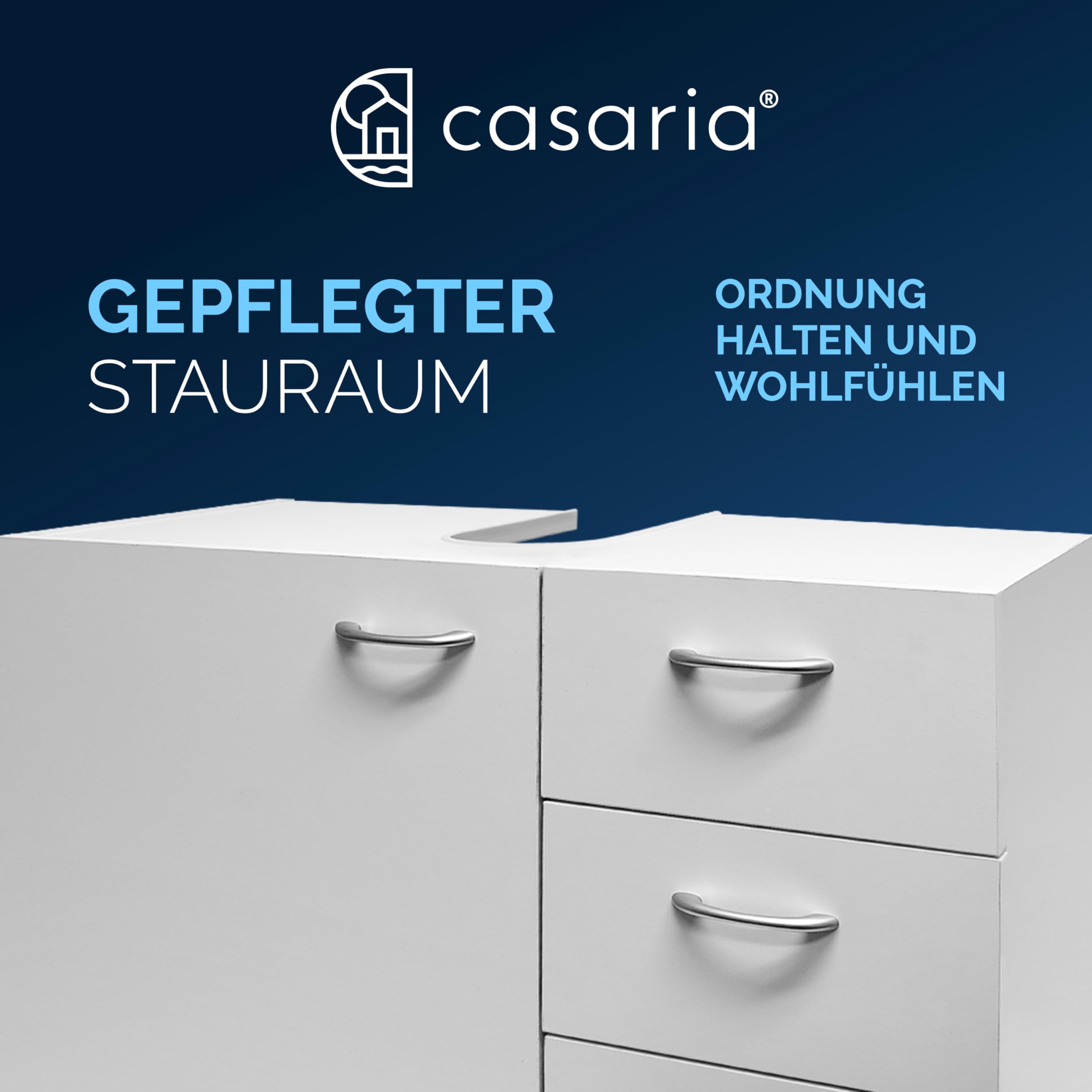 Casaria® Waschbeckenunterschrank mit 3 Schubladen Holz Weiß Waschbecken Unterschrank 63x30x54cm Bad Waschtischunterschrank Schmal Stehend Badezimmer
