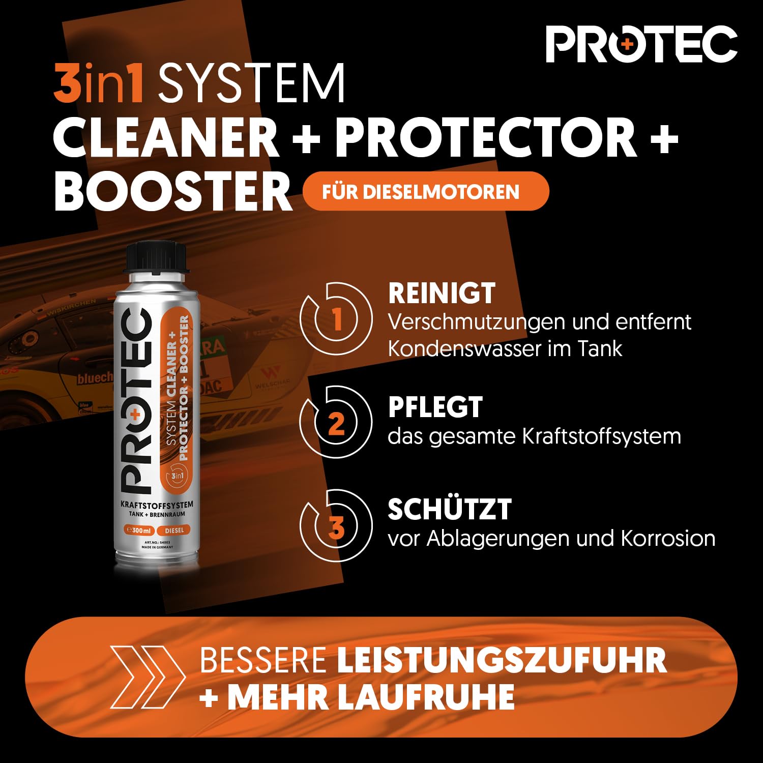 ProTec+ Engine Flush & Protect Diesel | 3er-Set | Diesel Systemreiniger | Motoröl-Additiv | Motor-Innenreiniger und Öl Leistungs-Booster | Injektor Reiniger Diesel | Diesel-Reiniger | Motorspülung |