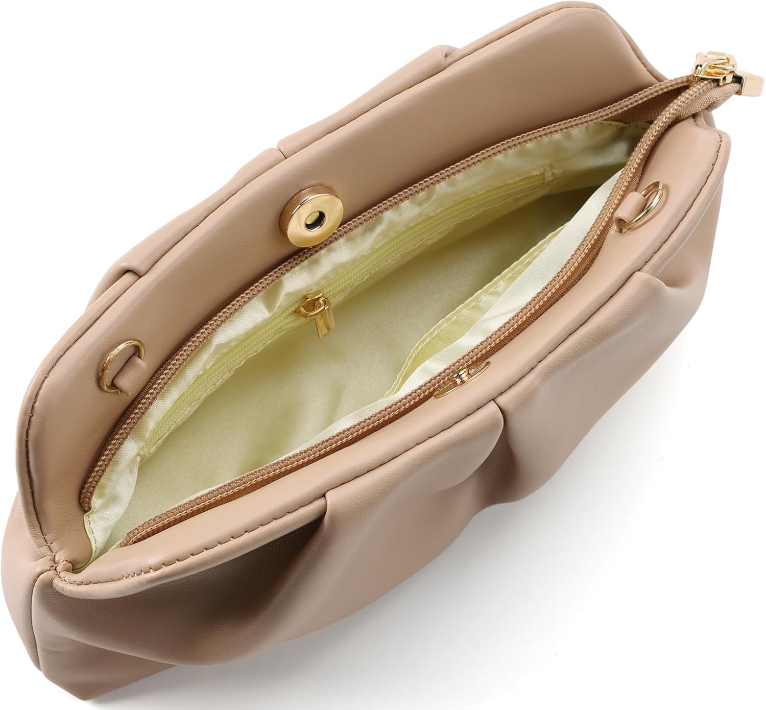 Women Clutch Bag Dressy Formal Handbag Pleated PU Clutch Purse Detachable Chain Crossbody Bag - Image 4