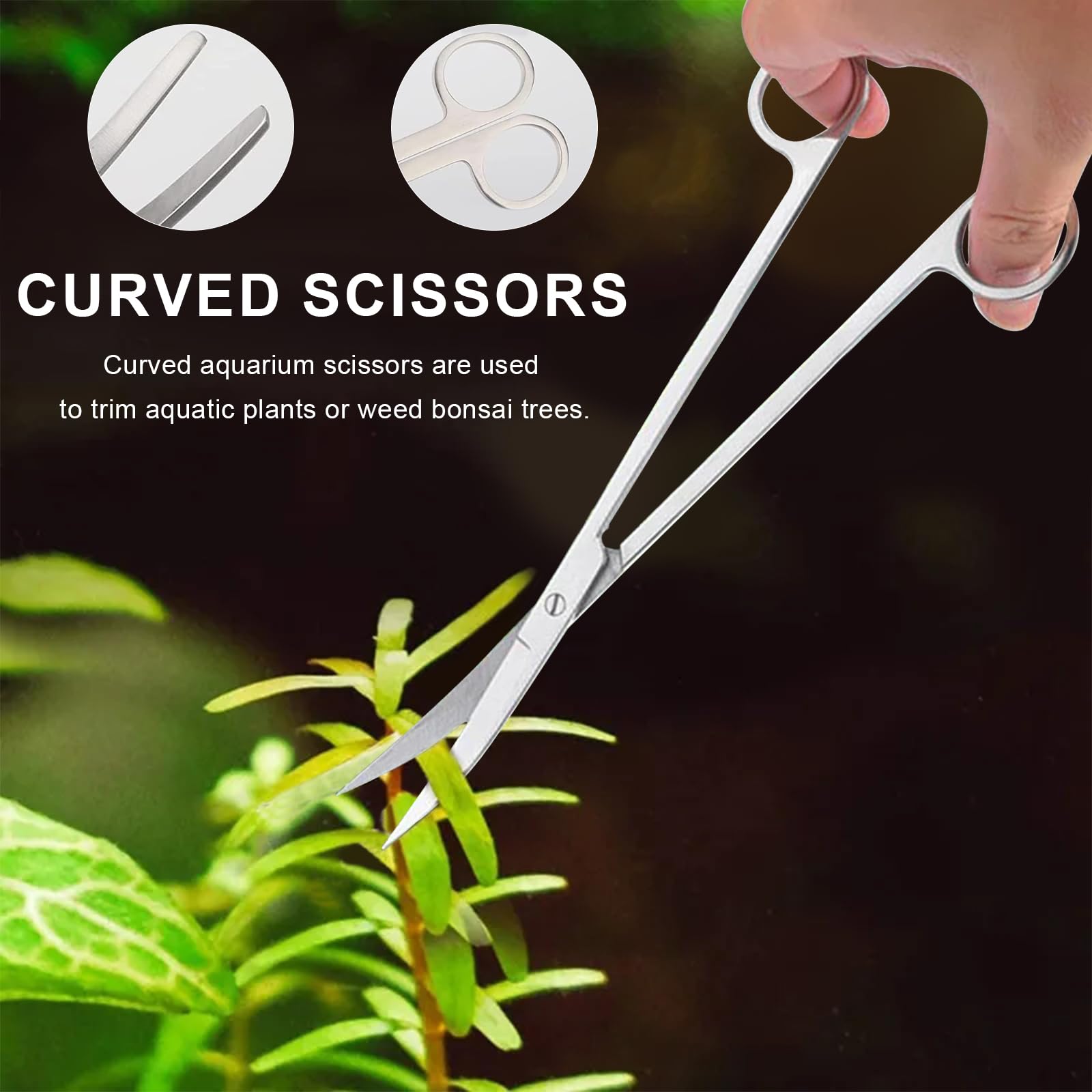 Kit d'outils aquarium 4 en 1 en acier inoxydable avec pince longue, ciseaux, spatule, kit de démarrage pour le nettoyage du gravier et des plantes d'aquarium