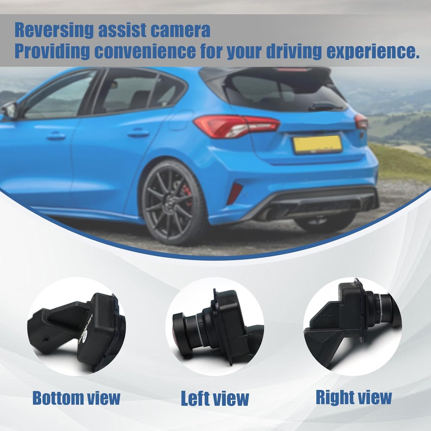 Rear View Backup Camera F1ET-19G490-AC Compatible with Ford Focus ST Sedan Electric Hatchback SEL 2.0L 1.0L 2015 2016 2017 2018 Reverse Park Assist Camera Replace F1ET19G490AC F1EZ19G490A