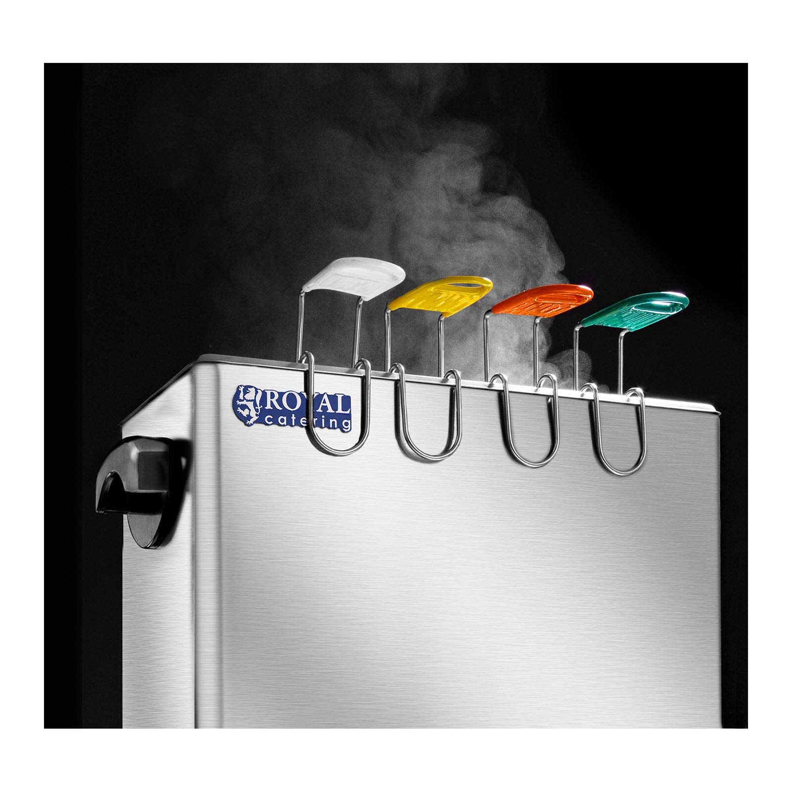 Royal Catering Cuiseur à oeufs cuit-œufs électrique coquetier professionnel RCEB-8T (2 600 watts, Jusqu’à 8 œufs, Acier inoxydable, 8 cuillères à œufs, 4 coquetiers)