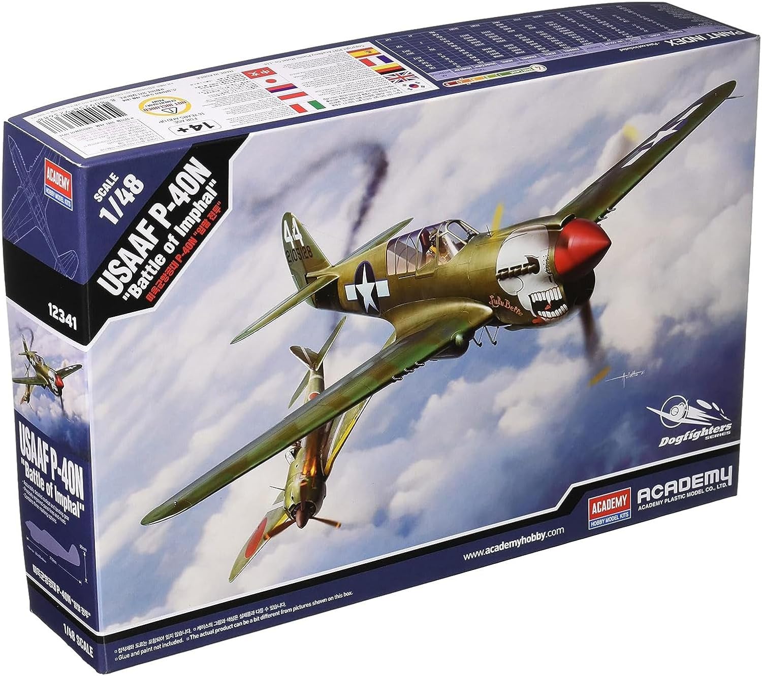 Academy 1/48 US Army Air Corps P-40N Warhawk Battle of Imphal Plastic Model 12341