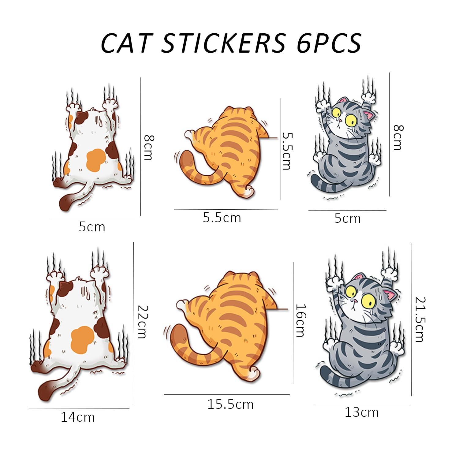 XMNIVATE 2 Sets of 6 Funny Bumper Stickers, Cat Bumper Stickers, Cartoon Car Stickers, Decorative Cat Stickers - Image 2