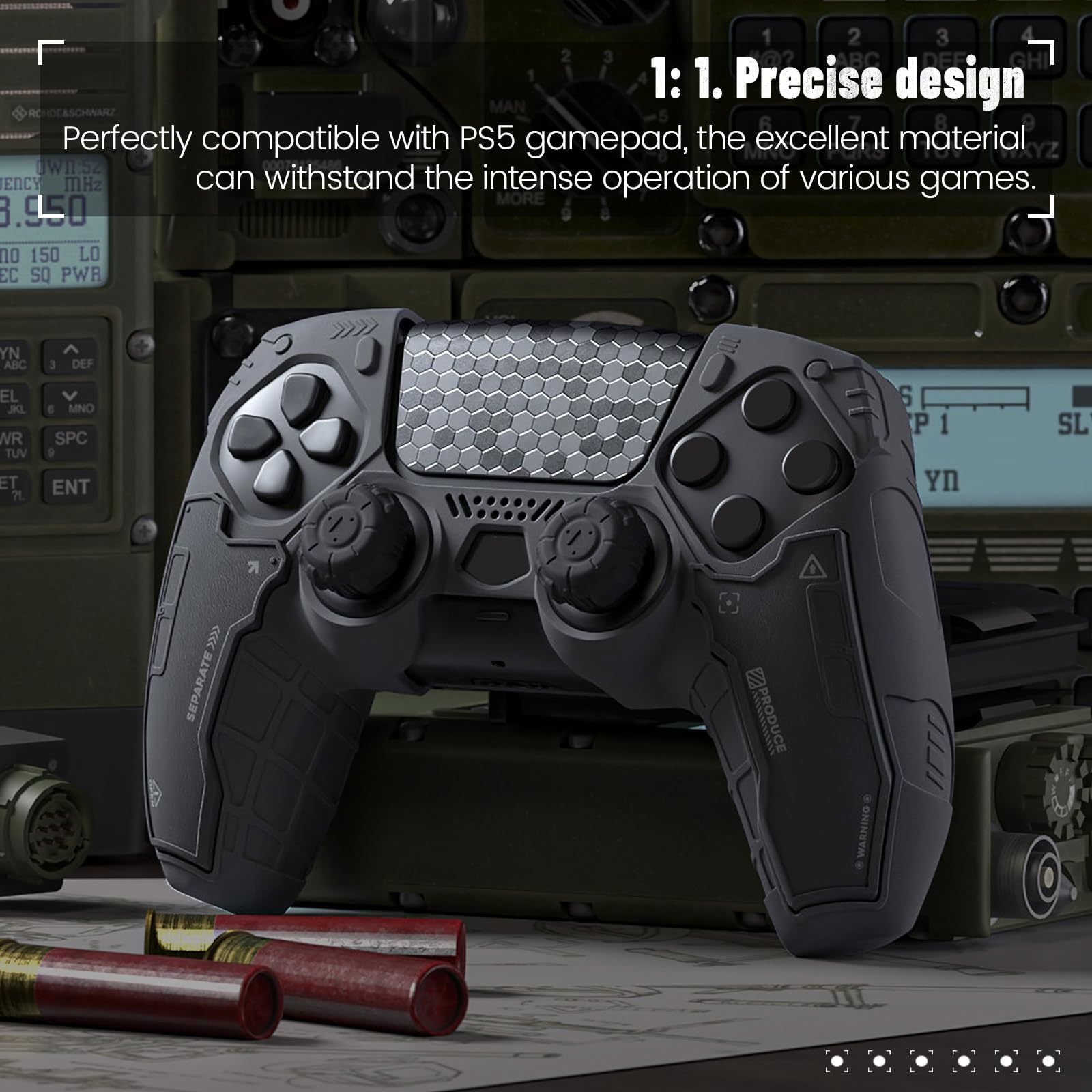 GeekShare Protettivo in silicone anti-scivolo per controller wireless PS5, con 2 pad per i pulsanti e 2 adesivi, colore: nero