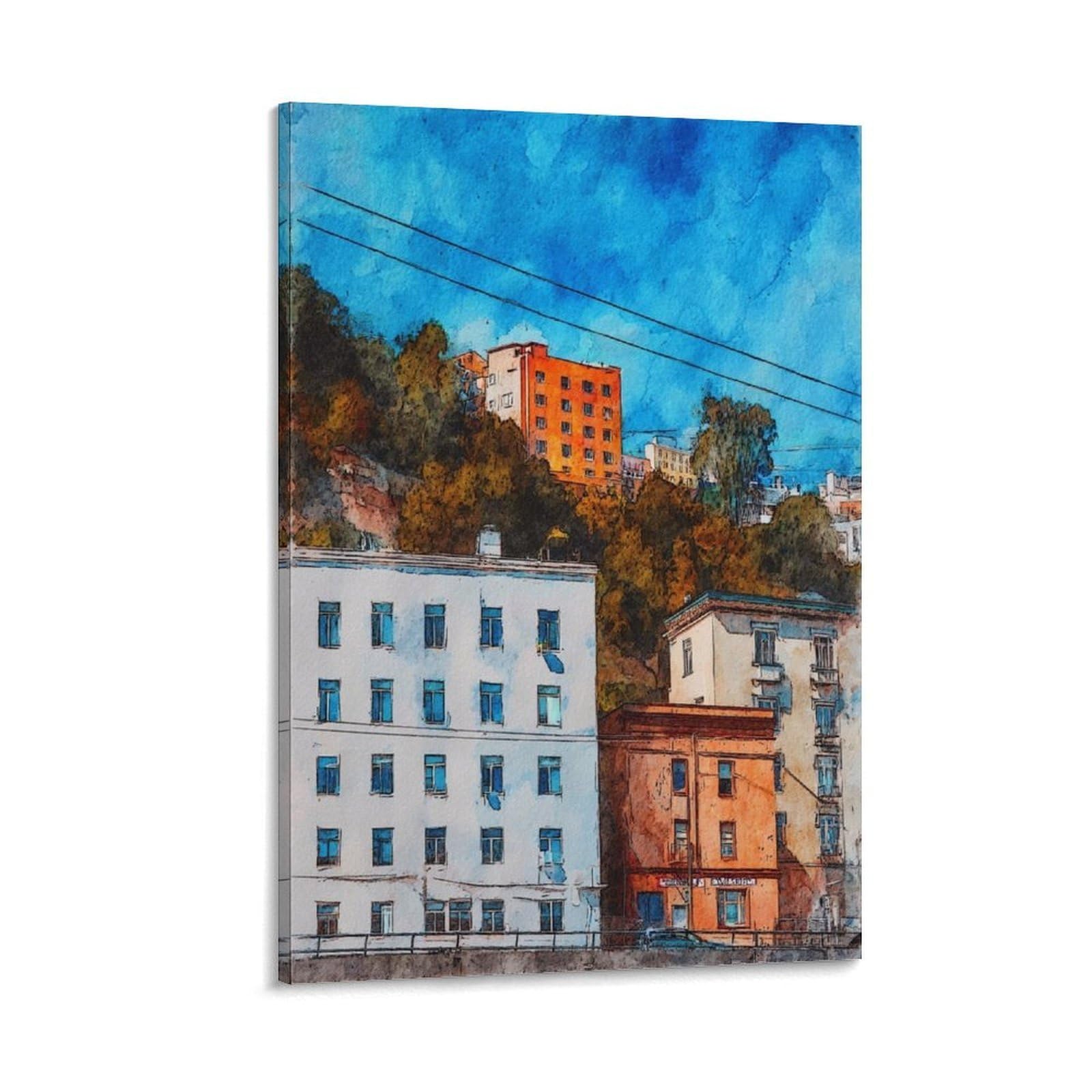 Lcynnh Frame-Style Salzburg Austria Austria 08X12inch(20X30cm) Vintage Travel Poster Watercolor Canvas Art