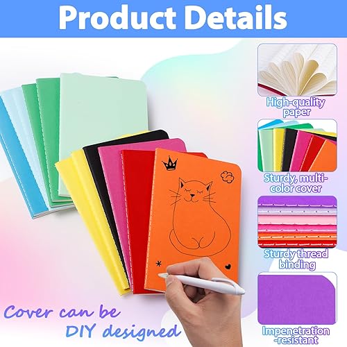 Miniatura 4 de Paquete de 36 cuadernos pequeños rayados a granel, mini cuadernos de bolsillo, mini cuadernos de notas para estudiantes, viajeros, suministros de