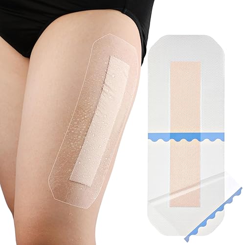 GoToHere Vendajes de incisión de rodilla de silicona con adhesivo suave para heridas, vendaje impermeable, absorbente de cadera, barrera de agua,
