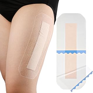 Silicone Knee Incision Bandages with Gentle Adhesive Wound Waterproof Dressing Absorbent Hip Water Barrier Shower Protector for Post Surgical Site Large Cuts Abrasions 4 x 10 Inch Pack of 5