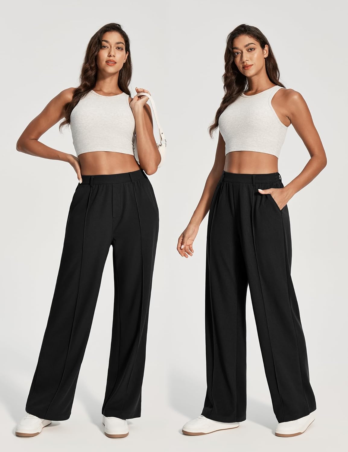 Ewedoos Wide Leg Work Pants Women Pull On Dress Pants Slacks for Women Stretchy Business Casual Outfits Comfort Trousers - Image 6