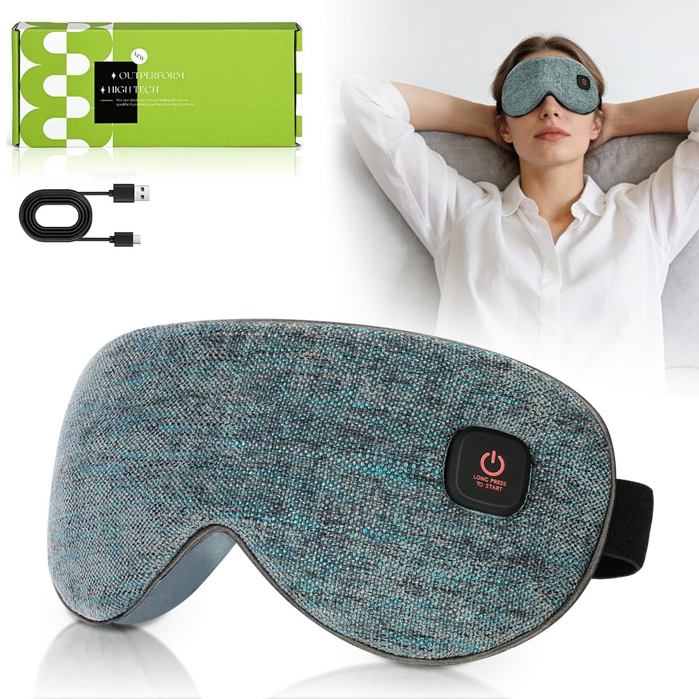 Maschera Per Contorno Occhi Riscaldante, Compressa Oculare Calda Ricaricabile, per Occhi Secchi, Controllo Della Temperatura, Blocco Della Luce, per il gli Occhi Secchi, di Occhi Gonfi- Grigio