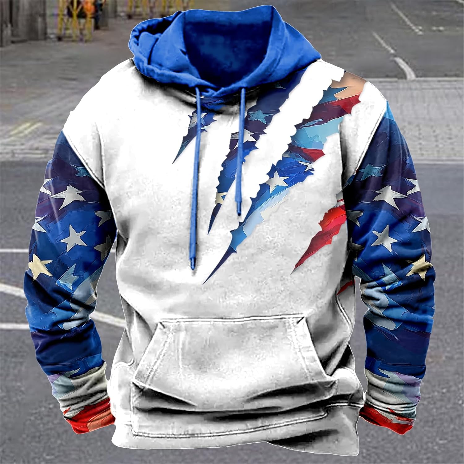 domirica Western Men's Hoodies American Flag Pullover Comfort Casual Novelty Oversized Lightweight Hooded Sweatshirts