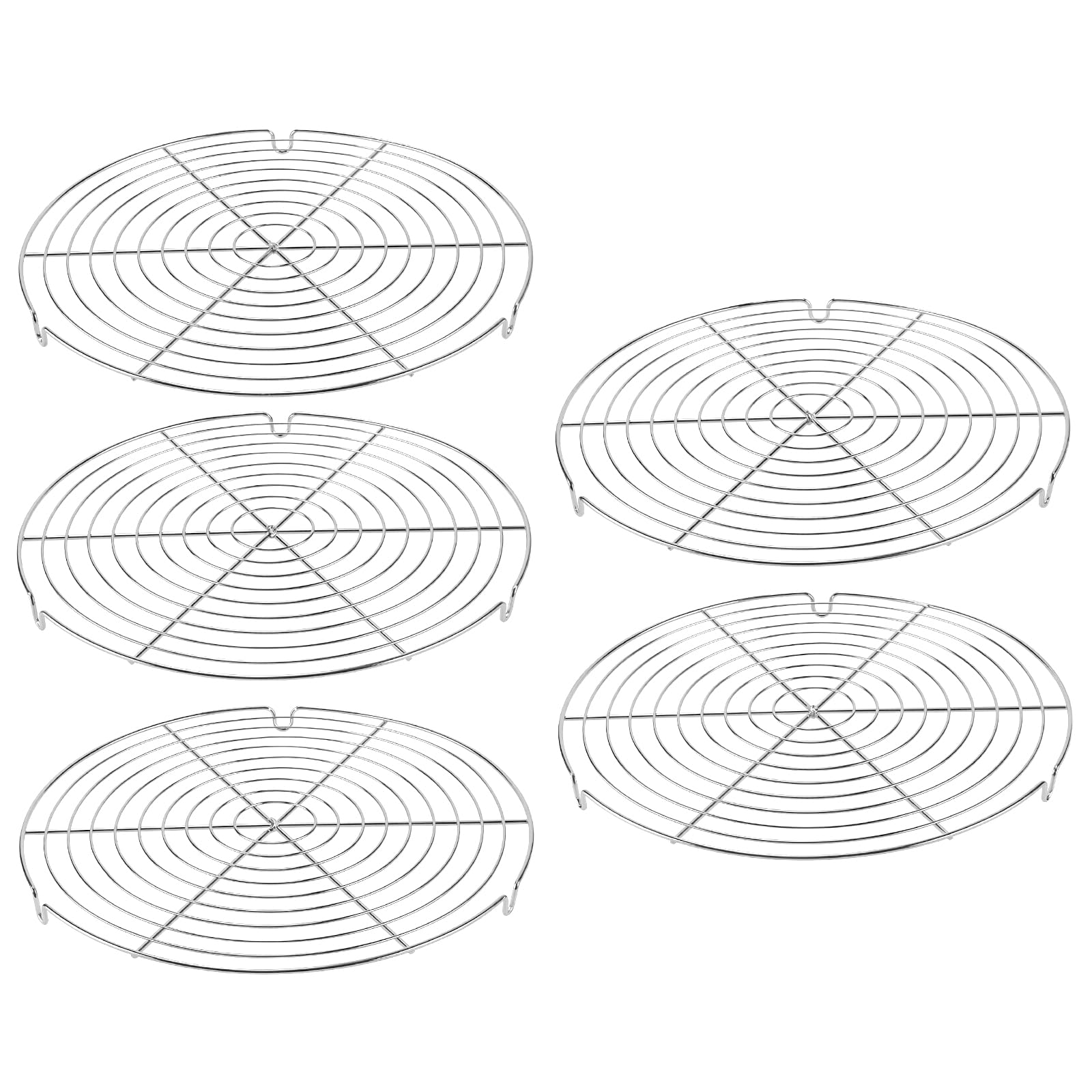 Grilles de Refroidissement pour Pâtisserie Lot de 5 - 30,5 cm Argenté Rondes Cuisson Rapide