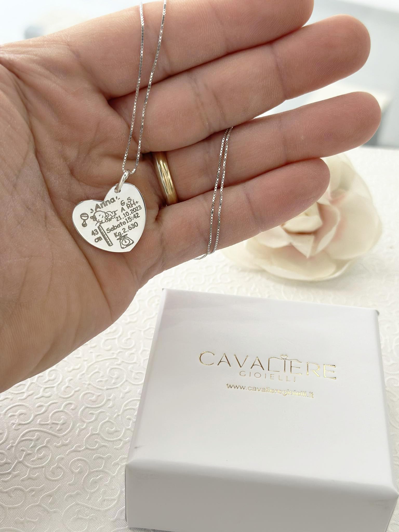 Collana Nascita Cuore Mamma Figlio Figlia Argento 925 Maternità Premaman Personalizzata