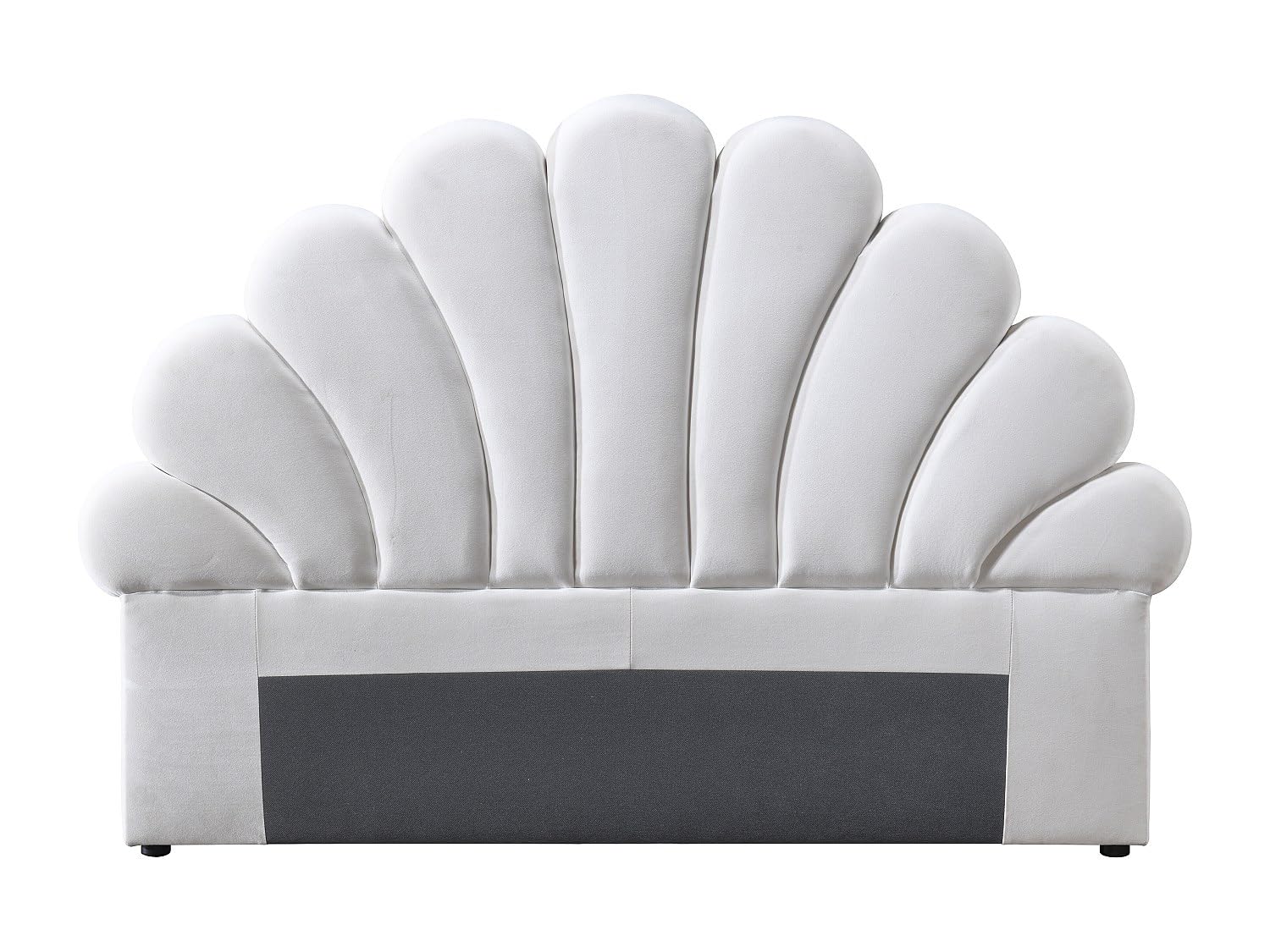 Vente-unique - Tête de lit Coquillage - 160 cm - Velours - Blanc - Moana