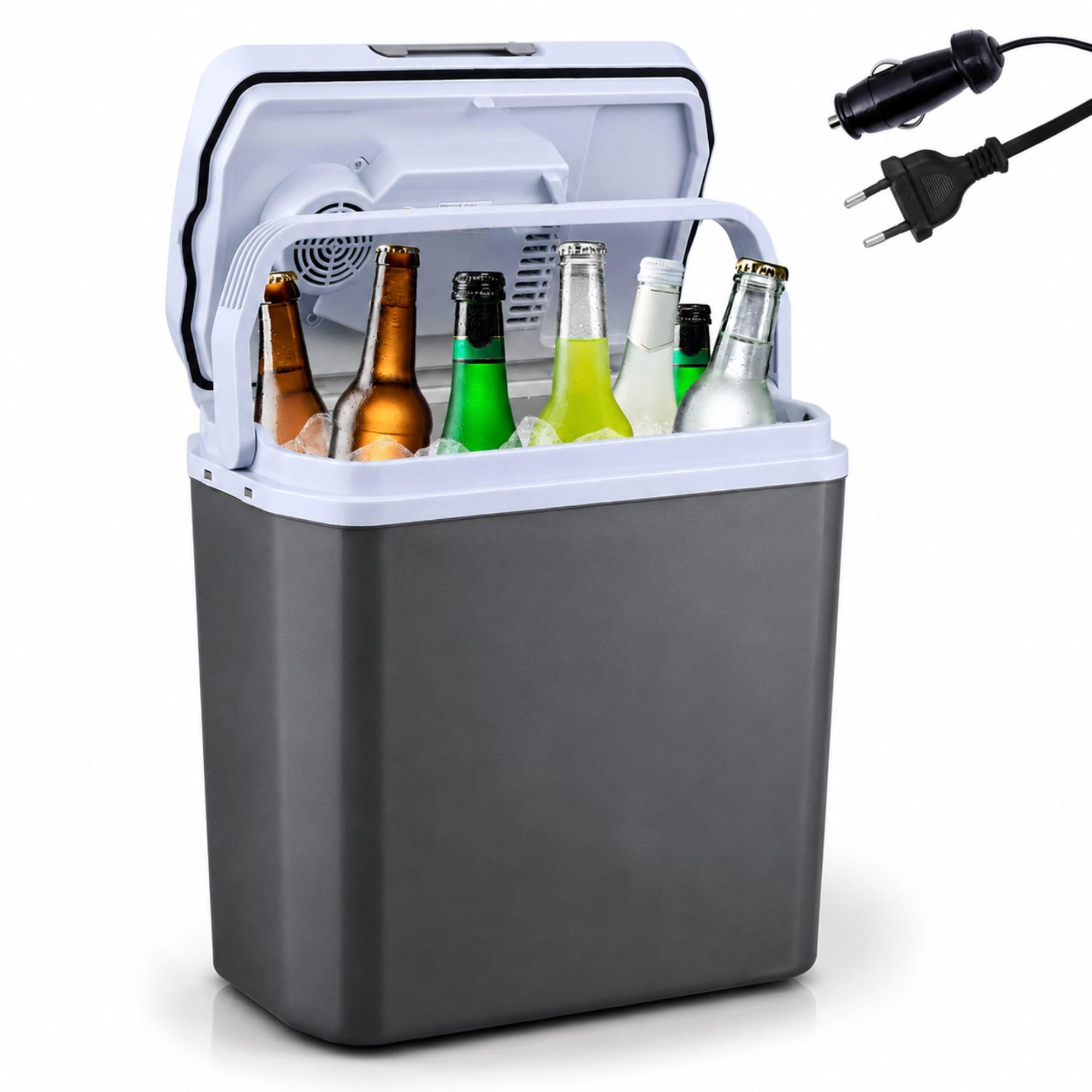 Arebos 20 Liter Kühlbox | zum Kühlen und Warmhalten | Mini Kühlschrank | Thermo-elektrische Kühlbox | mit ECO Modus | 12/230 V für Auto und Steckdose | elektrische Kühlbox
