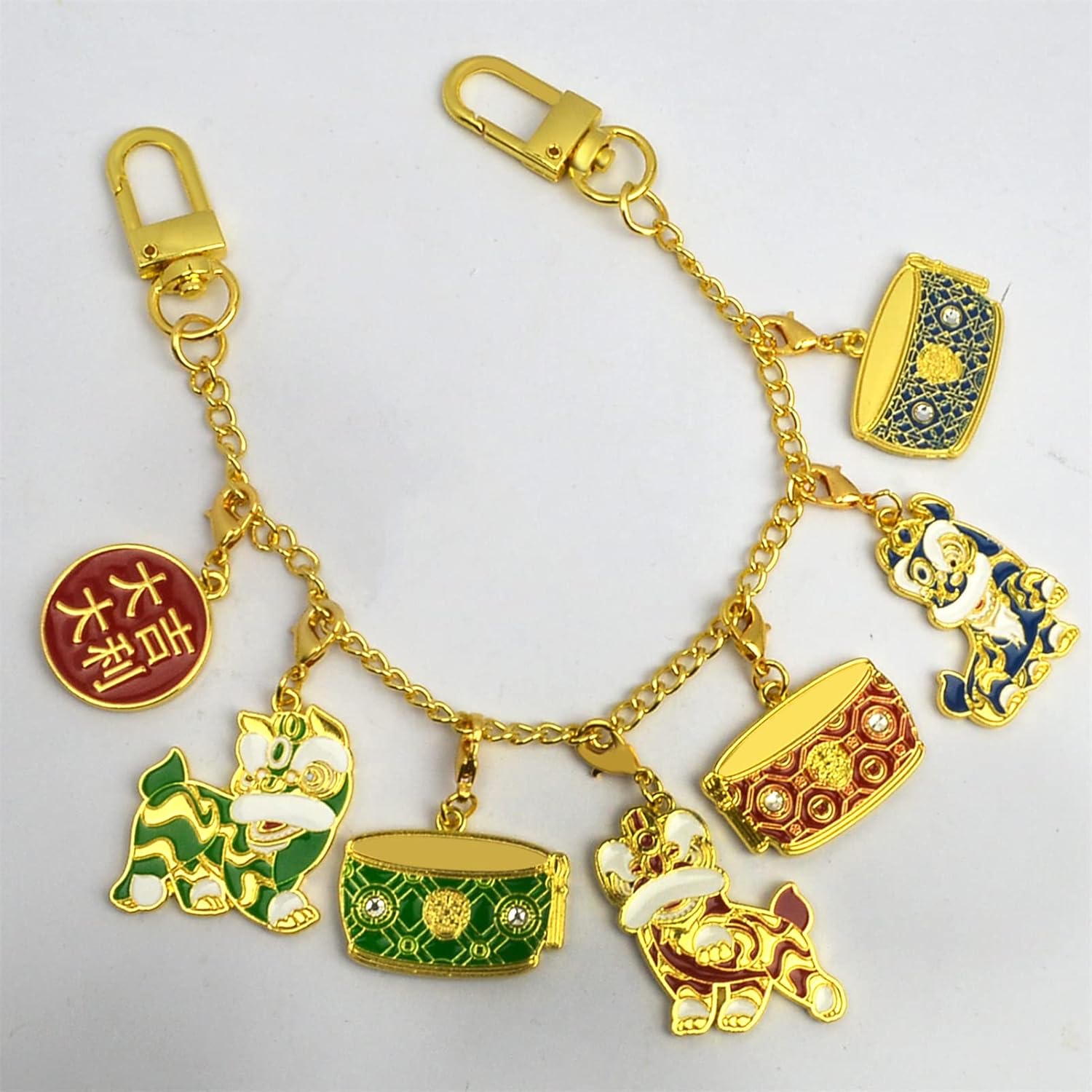 Feng Shui Trio of Lions Charms Hanging Auspiciousness and Strength Amulet