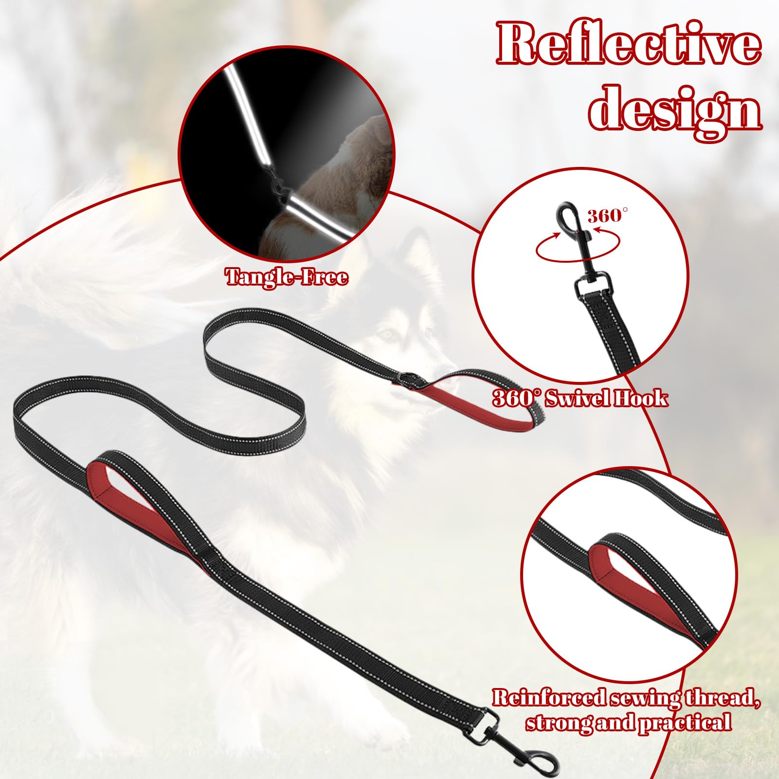 Choke Chain for Dogs Metal Dog Training Collar with Detachable Lead Adjustable Anti Bark Collars for Medium Small Dogs Outdoor Trainings (3.0mm x 50cm + Lead) - Image 4
