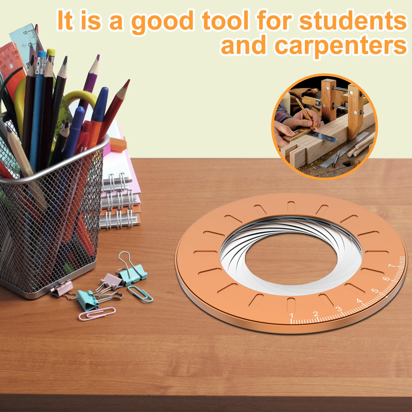 Circle Drawing Maker, Adjustable Circle Drawing Tool, Aluminum Alloy Round Circle Template, Plotter Rotatable Plotting Tools for Carving Woodworking, Drawing Circular Measurement - Image 7