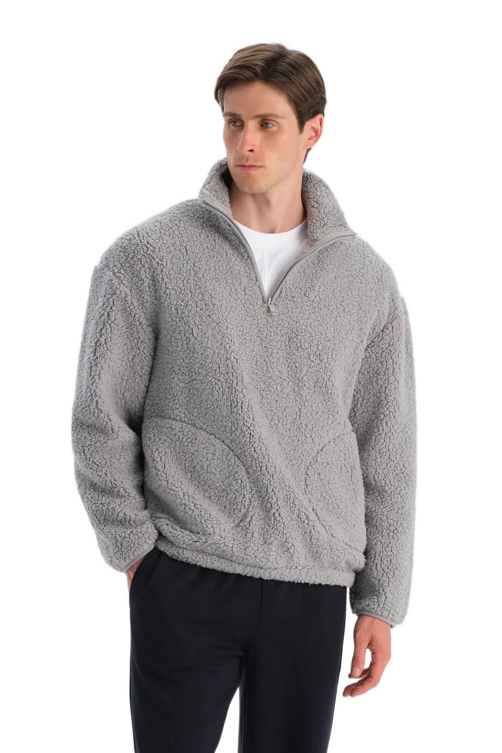 Dagi ERKEK YARIM Fermuarli Sweatshirt Açık Gri Dagi ERKEK YARIM Fermuarli Sweatshirt Açık Gri