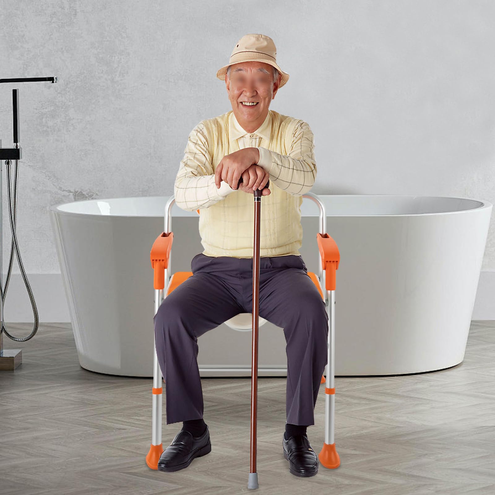 Silla de ducha de altura ajustable con respaldo y soporte para cabezal de ducha, Sillas para bañera, se puede utilizar en hospitales, hogares de ancianos, centros de atención y en el hogar