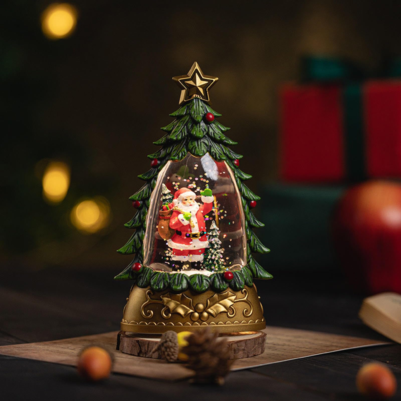 ELGADO Christmas Scene Layout Small Gift Snow Crystal Ball Birthday Gift Decoration