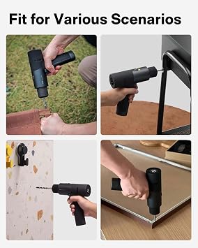 HOTO Cordless Brushless Drill 12V, LED Display Screen, 30 Precision Gears, 2 Working Modes, 2000mAh Battery, 266 In-lbs (30Nm) Torque, 3/8 Inch Keyless Chuck, 1400RPM, 10 x Bits, 8 x Drill Bits