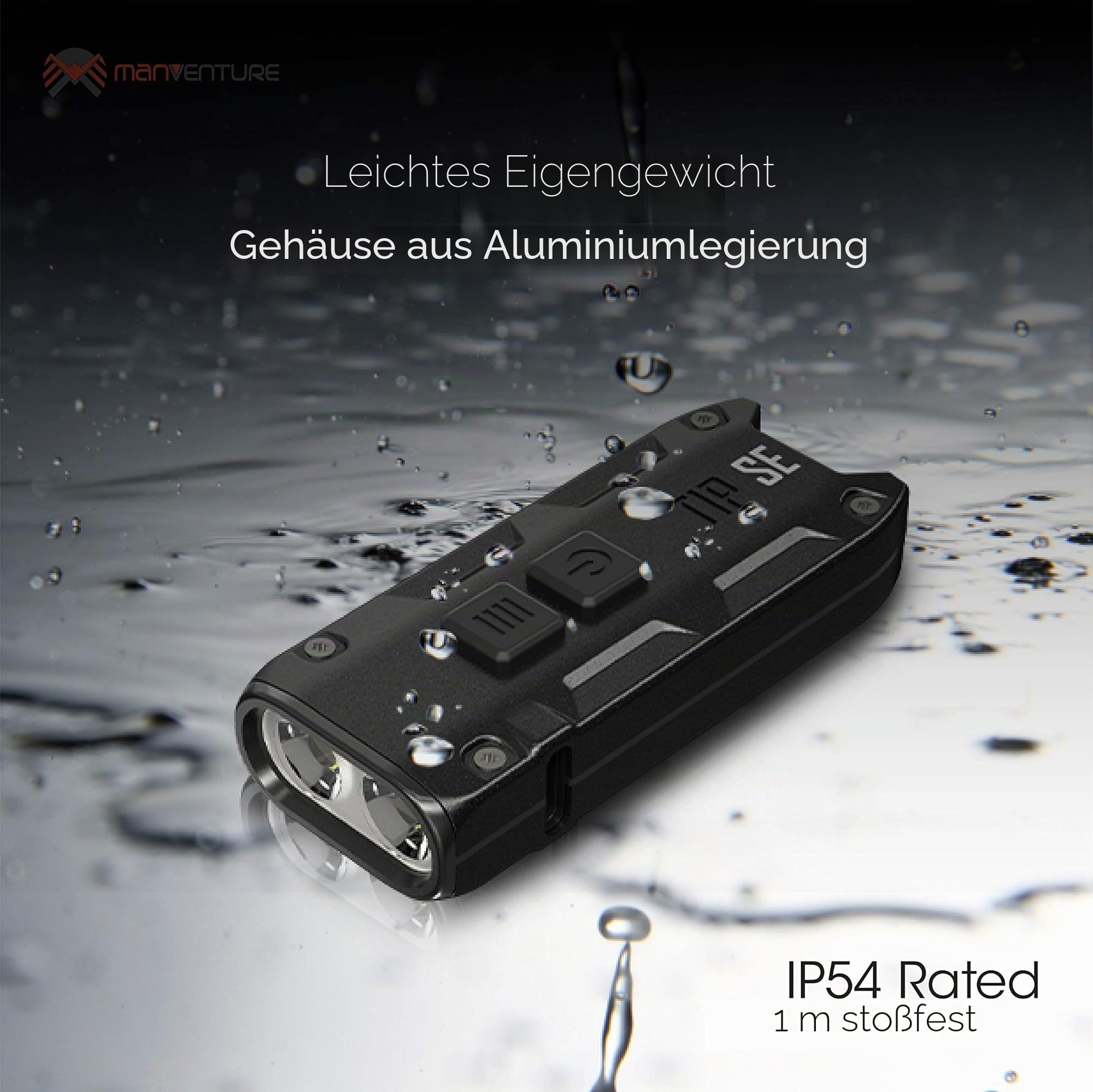 Nitecore Tip SE – Mini-Taschenlampe – 700 Lumen LED – wiederaufladbar USB C – Schlüsselanhänger – wasserdicht IP54 mit 4 Modi, 26 g (Schwarz)